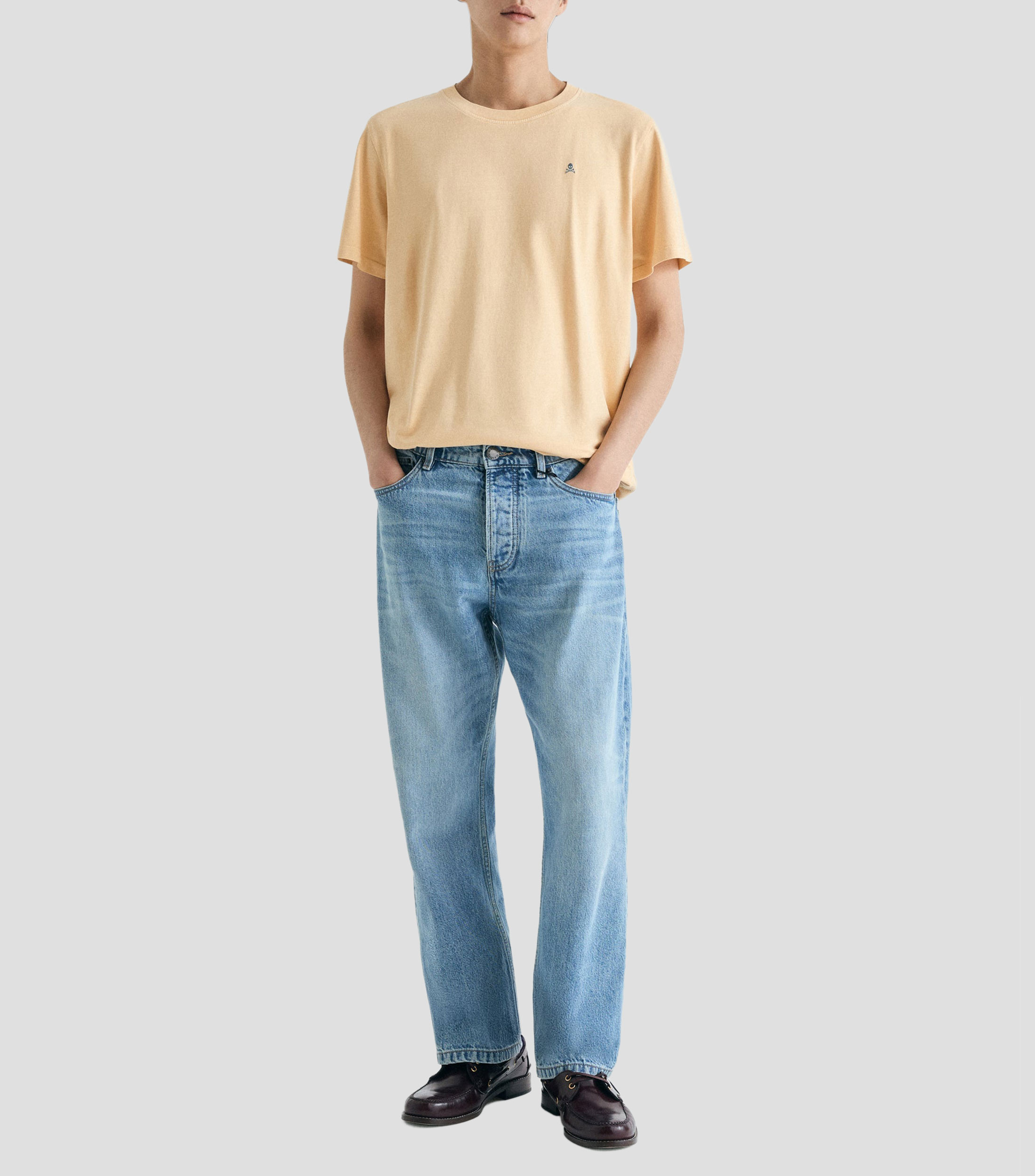 Playera de cuello redondo con manga corta lisa Hombre